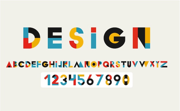 Diseño moderno de alfabetos y números vectoriales perfecto para proyectos digitales, medios impresos y creativos