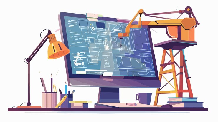 Vector diseño moderno asistido por computadora dibujo técnico para profesionales