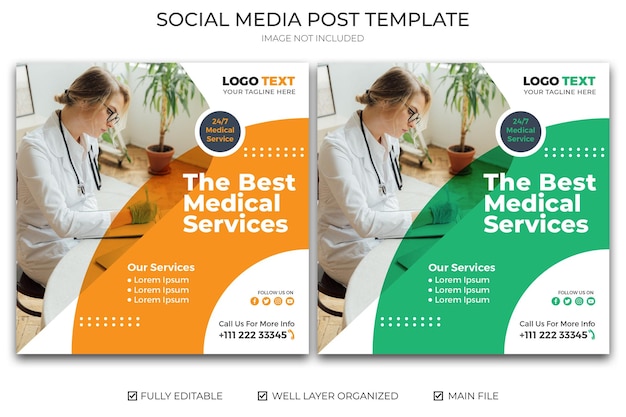 Diseño moderno de banner de redes sociales médicas