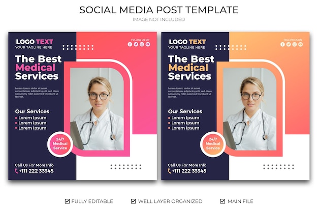 Diseño moderno de banner de redes sociales médicas