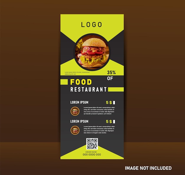 diseño moderno de banner de rollup de comida para restaurante
