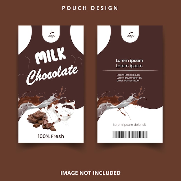 Vector diseño moderno de bolsa de chocolate con leche