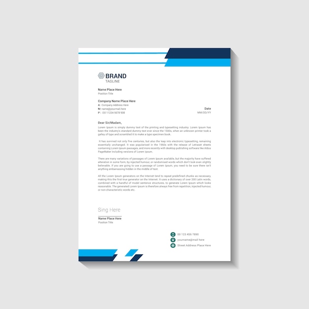 diseño moderno de cabecera de carta
