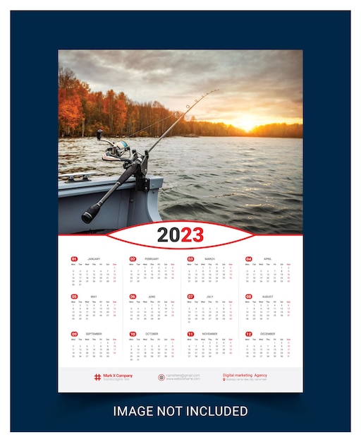 Diseño moderno de calendario de pared para el nuevo año 2023.