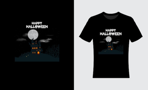 Diseño moderno de camiseta con ilustración de feliz halloween