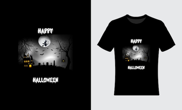 Diseño moderno de camiseta con ilustración de feliz halloween