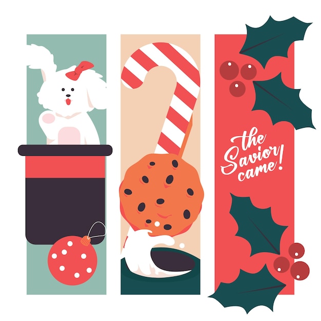 Vector diseño moderno de carteles ilustrados de navidad