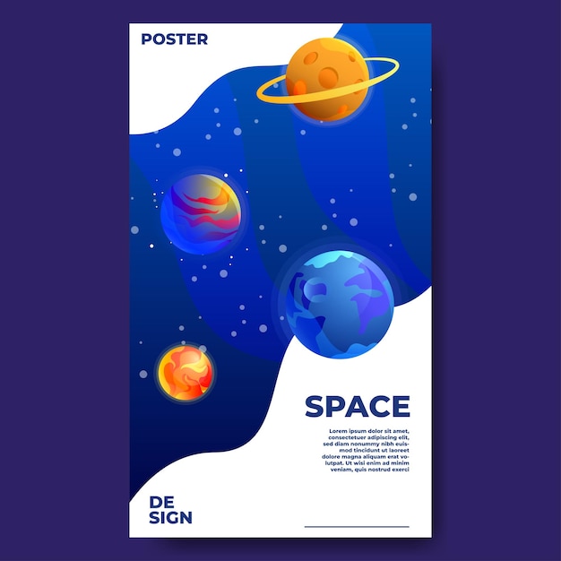 Diseño moderno de carteles con temas espaciales y planetarios