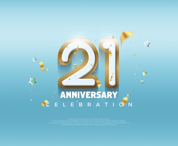Diseño moderno para la celebración del 21 aniversario con diseño moderno en 3D