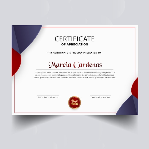 Diseño moderno de certificado de diploma smar