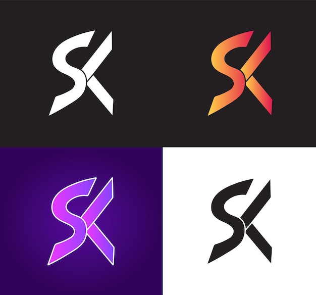 Diseño moderno y colorido del logotipo de la letra SK