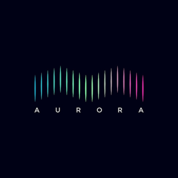 Diseño moderno del ejemplo del logotipo de la montaña de la aurora