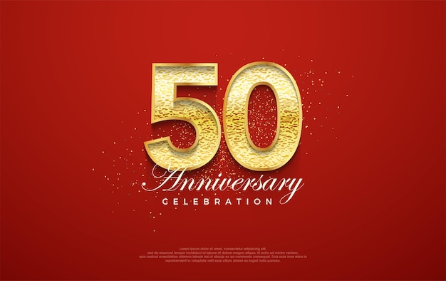 Diseño moderno y elegante de celebración del 50 aniversario con números plateados modernos Fondo de vector premium para saludo y celebración