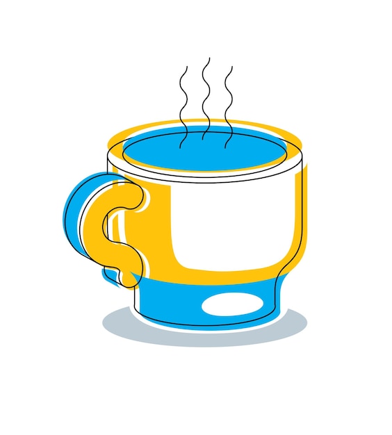 Vector diseño moderno y elegante, taza de té o café caliente aislado sobre fondo blanco, ilustración vectorial.