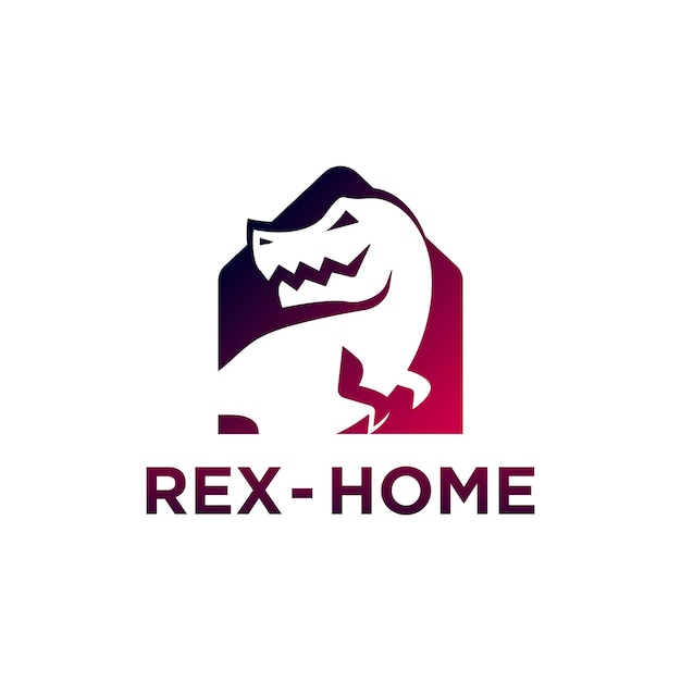 Diseño moderno de ilustración de logotipo de casa t-rex