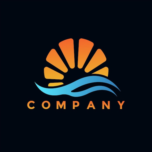 Diseño moderno de ilustración de logotipo de puesta de sol