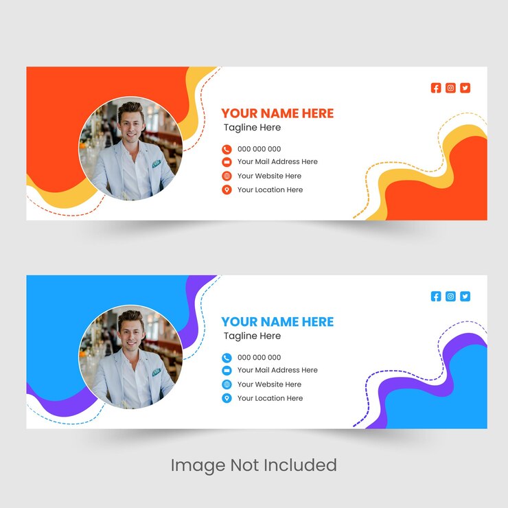 Un diseño moderno de ilustración vectorial de firma de correo electrónico creativo