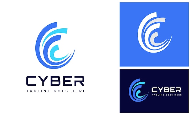 Diseño moderno de la letra inicial C con el logotipo circular o circular de la velocidad de intercambio de Swoosh