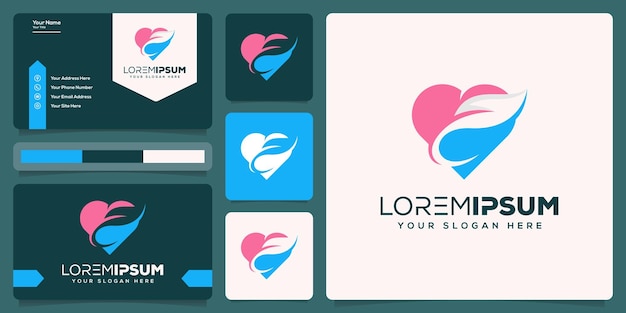 Diseño moderno de logotipo de amor y hoja