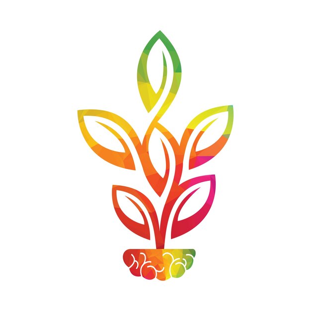 Diseño moderno del logotipo del árbol del cerebro Crecimiento del árbol en el vector del logotipo educativo del cerebro