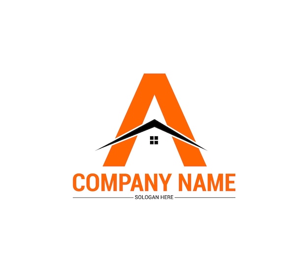 Diseño moderno del logotipo de bienes raíces con la letra A y un icono de la casa