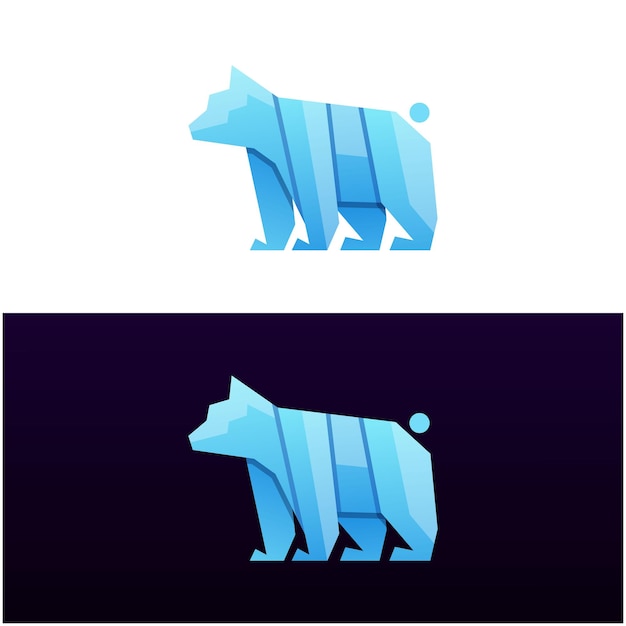 Diseño moderno de logotipo degradado de oso azul