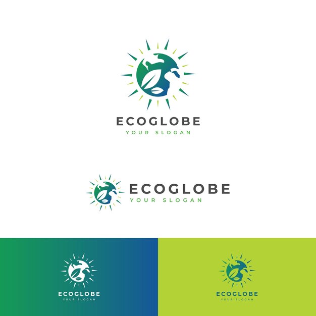 Diseño moderno del logotipo Eco Green Globe para la naturaleza y la sostenibilidad