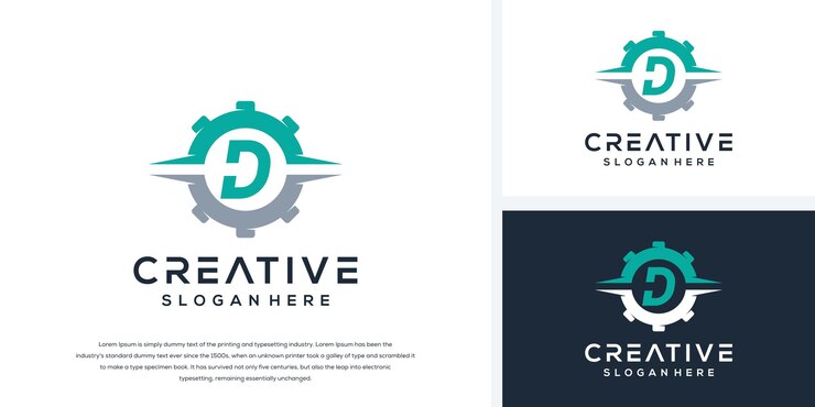 Vector diseño moderno de logotipo de engranaje de letra d