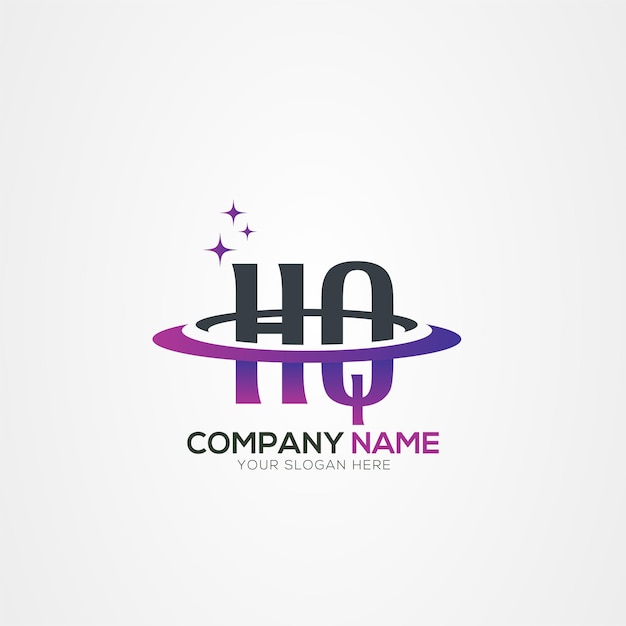 Diseño moderno del logotipo espacial de la carta HQ QH Planet con elementos vectoriales creativos