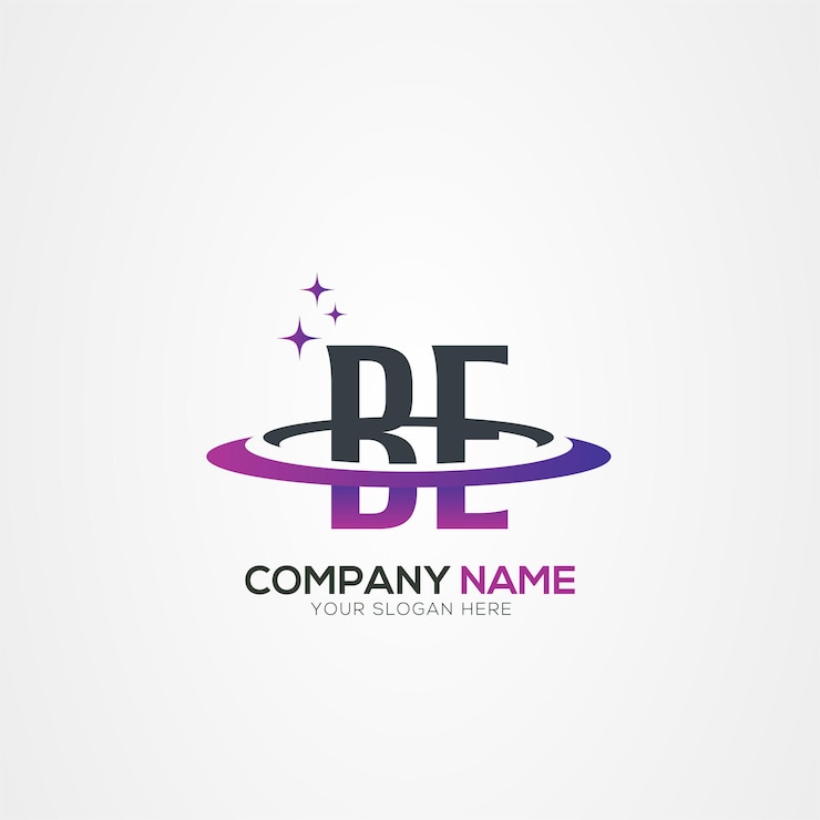 Vector diseño moderno del logotipo espacial de la letra be o eb planet con elementos vectoriales creativos