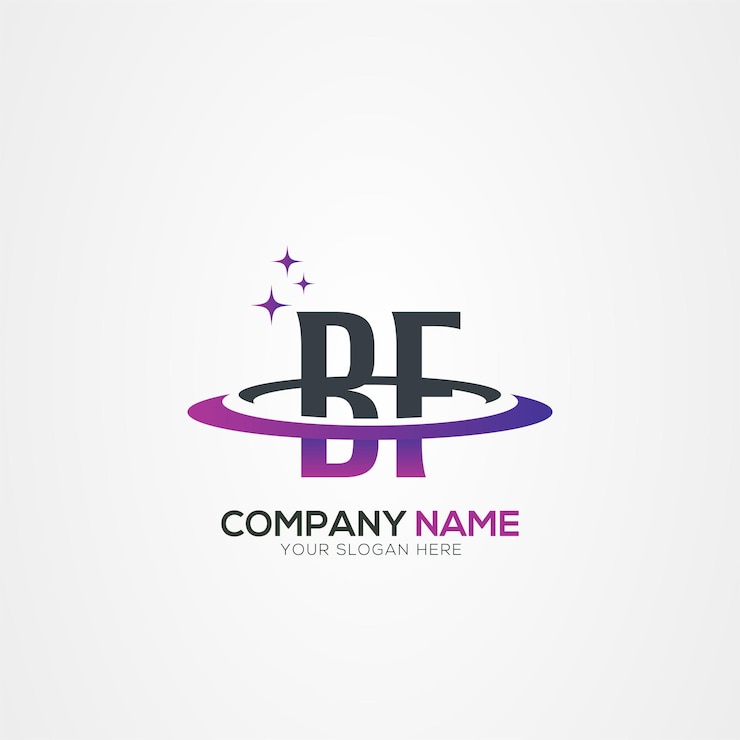 Vector diseño moderno del logotipo espacial de la letra bf o fb planet con elementos vectoriales creativos
