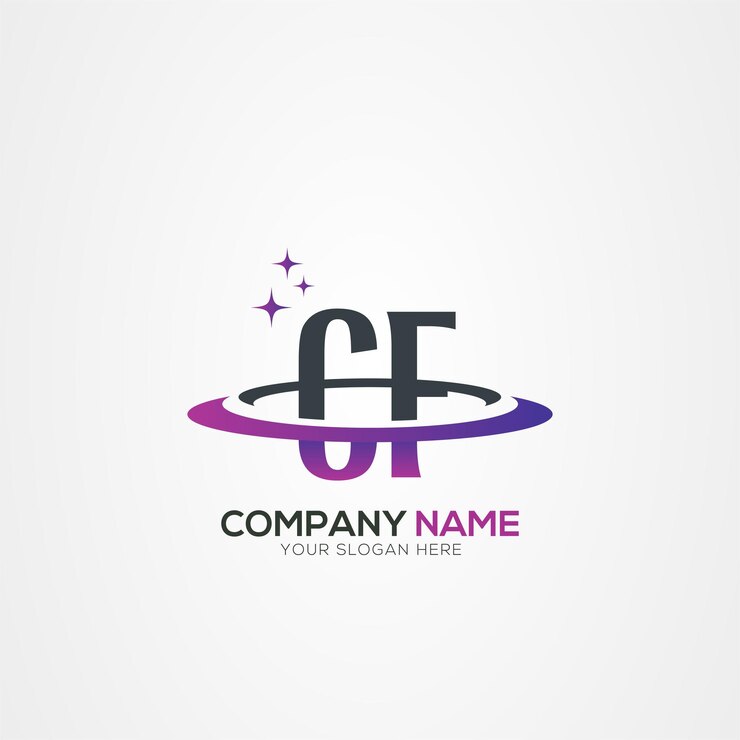Vector diseño moderno del logotipo espacial de la letra cf o fc planet con elementos vectoriales creativos