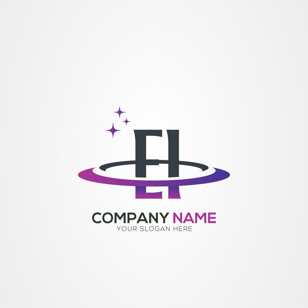Diseño moderno del logotipo espacial de la letra EI IE Planet con elementos vectoriales creativos