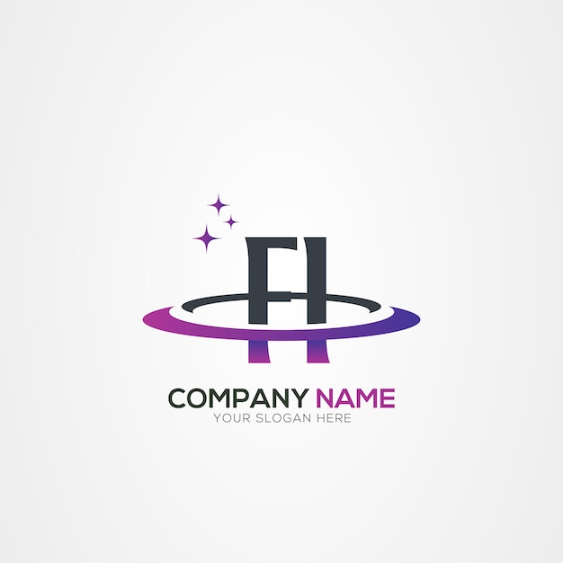 Diseño moderno del logotipo espacial de la letra FI IF Planet con elementos vectoriales creativos