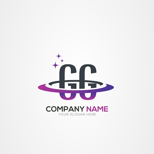 Diseño moderno del logotipo espacial de la letra GG GG Planet con elementos vectoriales creativos