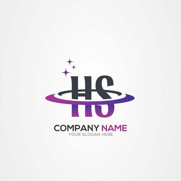 Diseño moderno del logotipo espacial de la letra HS SH Planet con elementos vectoriales creativos