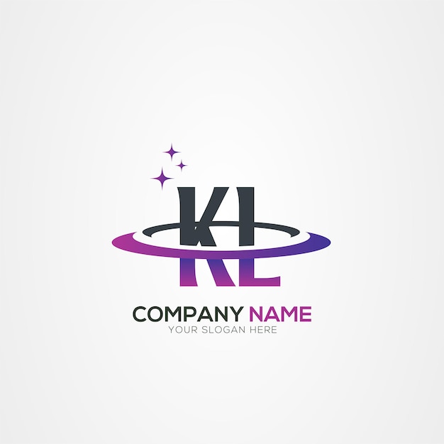 Diseño moderno del logotipo espacial de la letra KL LK Planet con elementos vectoriales creativos