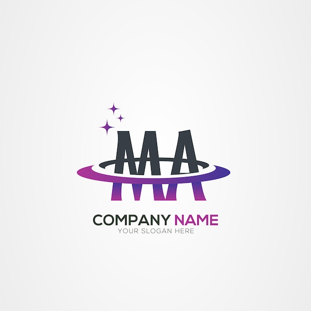 Diseño moderno del logotipo espacial de la letra MA AM Planet con elementos vectoriales creativos