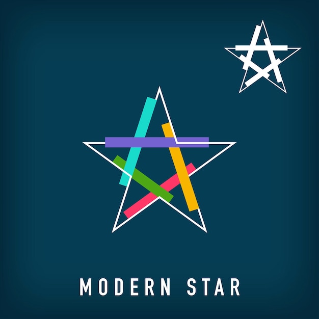 Diseño moderno de logotipo de estrella colorido y lineal Idea creativa y diseño deportivo identidad corporativa