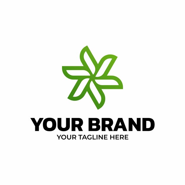 Diseño moderno del logotipo de la estrella floral verde