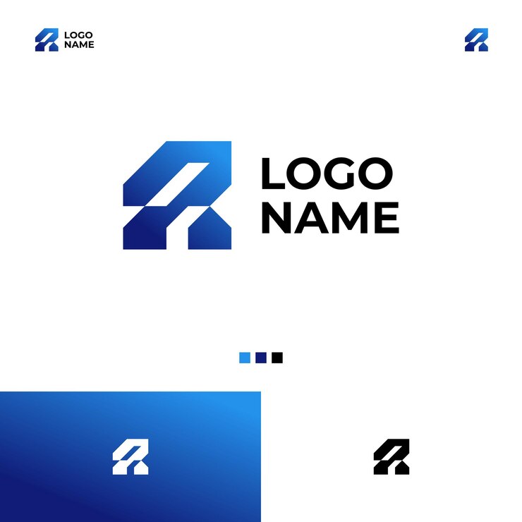Vector diseño moderno de logotipo geométrico abstracto en azul para la identidad de la marca