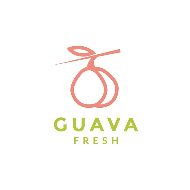 Diseño moderno de logotipo de guayaba de fruta fresca.