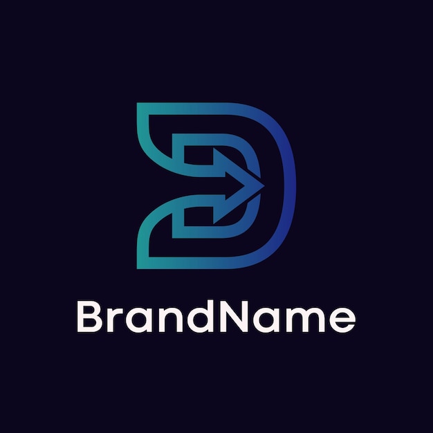 Diseño moderno del logotipo de la letra D Flecha