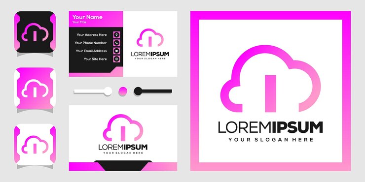 Vector diseño moderno del logotipo de la letra i y la nube