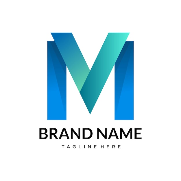 Diseño moderno del logotipo de la letra MV