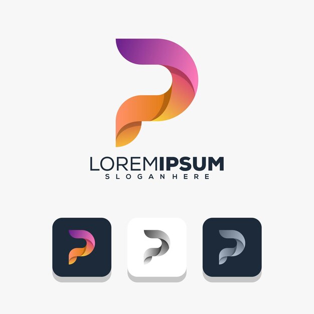 Diseño moderno del logotipo de la letra p