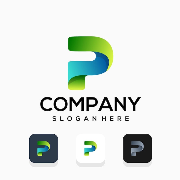 diseño moderno del logotipo de la letra p
