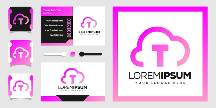 Vector diseño moderno del logotipo de la letra t y la nube