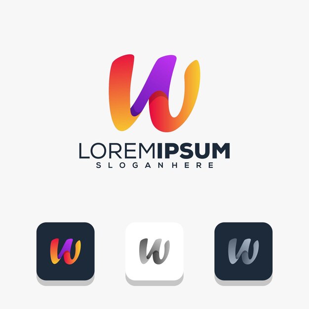 Diseño moderno del logotipo de la letra w