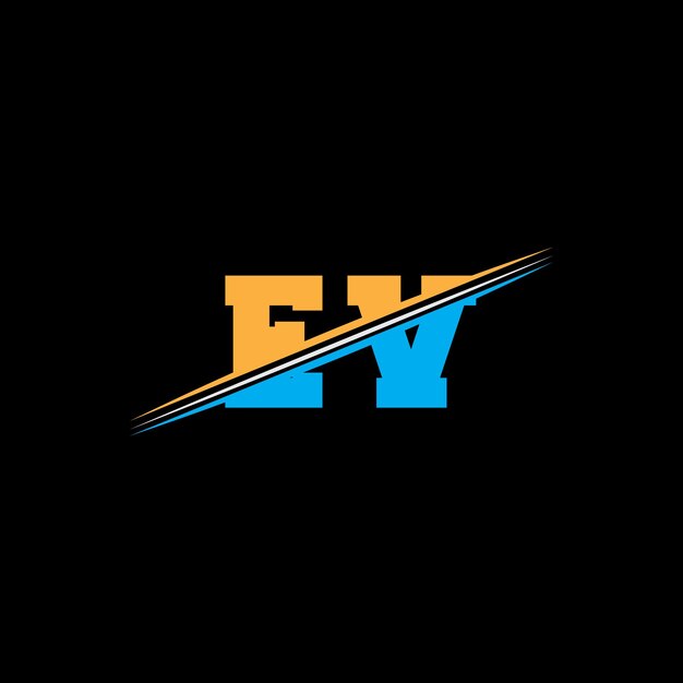 Diseño moderno del logotipo de las letras geométricas EV con colores naranja y azul